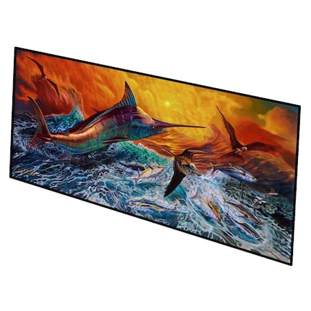 Jensendistributionservices 28 x 58 in. Reflective Chaos Blue Marlin Indoor or Outdoor Runner Mat MI2552131